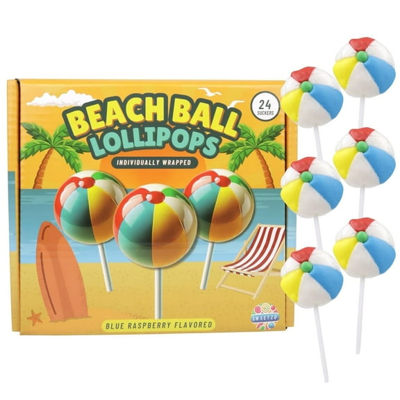 Beach Ball Lollipops, Individually Wrapped Suckers, 24 Count Box, 10.16 Ounces