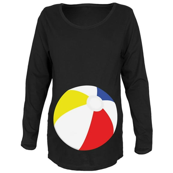 Beach Ball Summer Baby Black Maternity Soft Long Sleeve T-Shirt - 2X-Large
