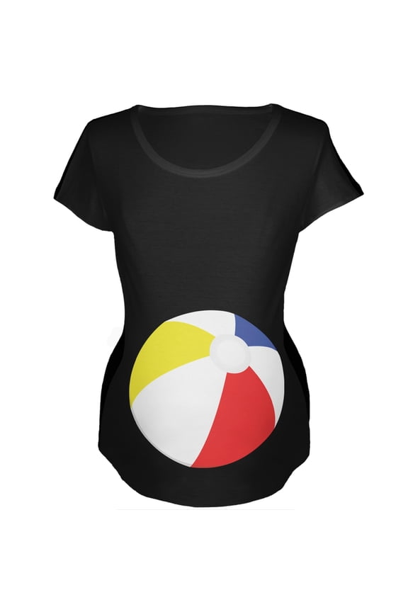 Beach Ball Summer Baby Black Maternity Soft T-Shirt - Small