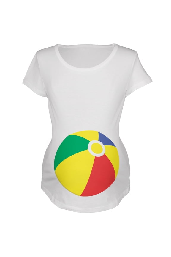 Beach Ball Summer Baby White Maternity Soft T-Shirt - Small