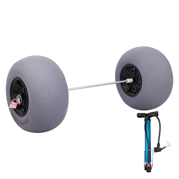 Beach Balloon Wheels 13", Sand Tires with 32" Axle - Kayak Canoe Dolly Cart, TPU Replacement Tires - 2 Pack with Air Pump