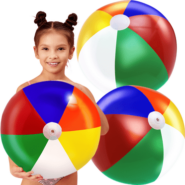 Beach Balls for Kids (3 Pack) Large 20" Inflatable Beach Ball, Classic Rainbow Color Pool Beach Toys, Pool Toys