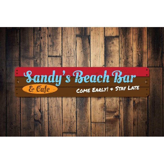 Beach Bar & Cafe Sign Beach Bar Sign Beach Cafe Decor Beach Bar Decor Beach Kitchen Sign Beach Bar Gift - Sandy Decor - Size: 16 x 4 Inches