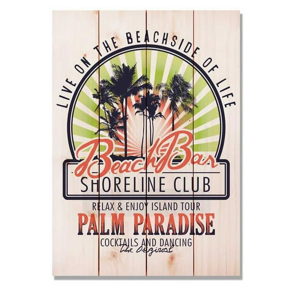 Beach Bar Club Indoor / Outdoor Cedar Panel Wall Art