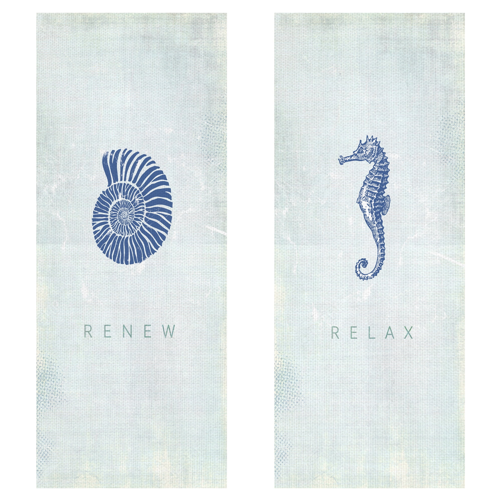 Beach Bath 3 & 4 by Dallas Drotz Renew Relax Inspirational Motivational Wrapped Canvas Art Print Set of 2
