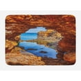 thumbnail image 1 of Beach Bath Mat, Cavern Rocks by Pacific Waters with Stunning Australian Sea and Sky Landscape Road, Non-Slip Plush Mat Bathroom Kitchen Laundry Room Decor, 29.5 X 17.5 Inches, Cream Blue, Ambesonne, 1 of 2