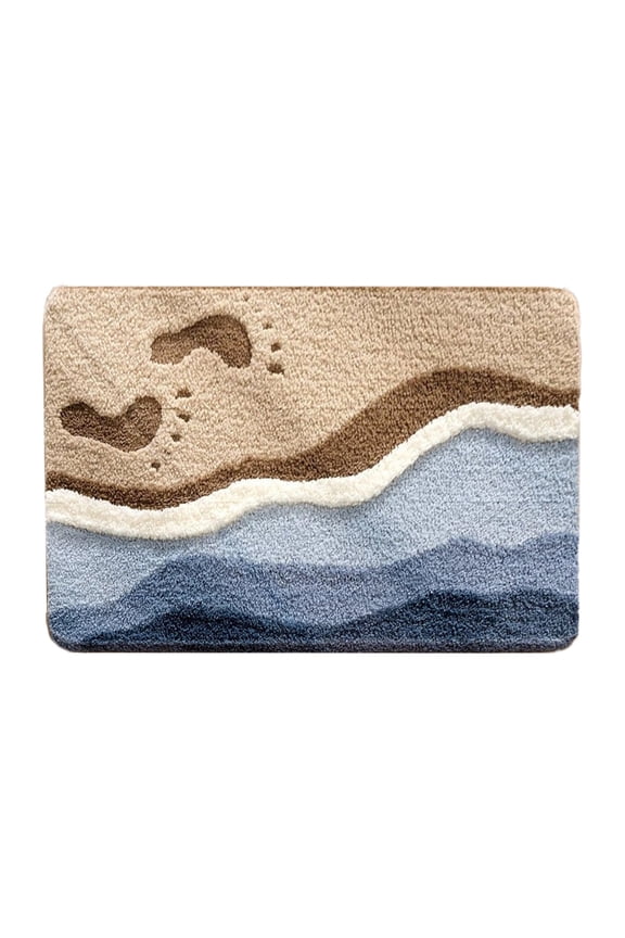 Beach Bathroom Rugs, Microfiber Cute Coastal Bath Mats for Bathroom Floor, Non Slip Quick Dry Absorbent Bath Rugs, Machine Washable, 16"X 24" Footprint