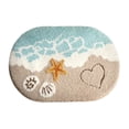thumbnail image 1 of Beach Bathroom Rugs, Microfiber Cute Coastal Bath Mats for Bathroom Floor, Non Slip Quick Dry Absorbent Bath Rugs, Machine Washable, 16"X 24" Waves, 1 of 6