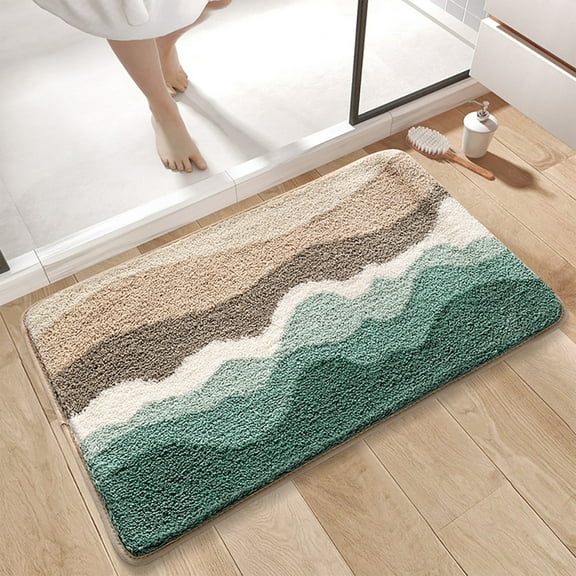 Beach Bathroom Rugs, Non Slip Bath Mat Ultra Soft Washable Absorbent Quick Dry, Ocean Sea Theme Bath Rug with Starfish Shell for Shower Floor, Kitchen Decor