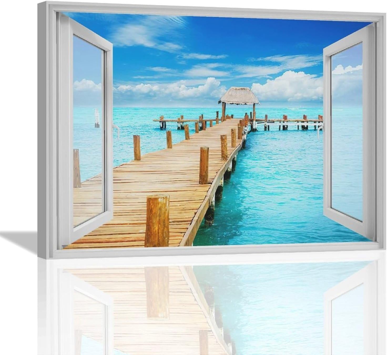 Beach Bathroom Wall Art Coastal Beach Ocean Pictures Wall Decor 3D ...