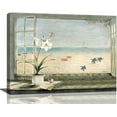 thumbnail image 1 of Beach Bathroom Wall Art Coastal Flower Ocean Turtle Butterfly Pictures Bathroom Wall Decor Floral Bathroom Canvas Prints Painting Beach Decorations Framed Artwork for Bathroom Bedroom 16"x12", 1 of 6