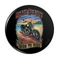 thumbnail image 1 of Beach Beauty Motorcycle Bike Born Ride Pinback Button Pin, 1 of 5