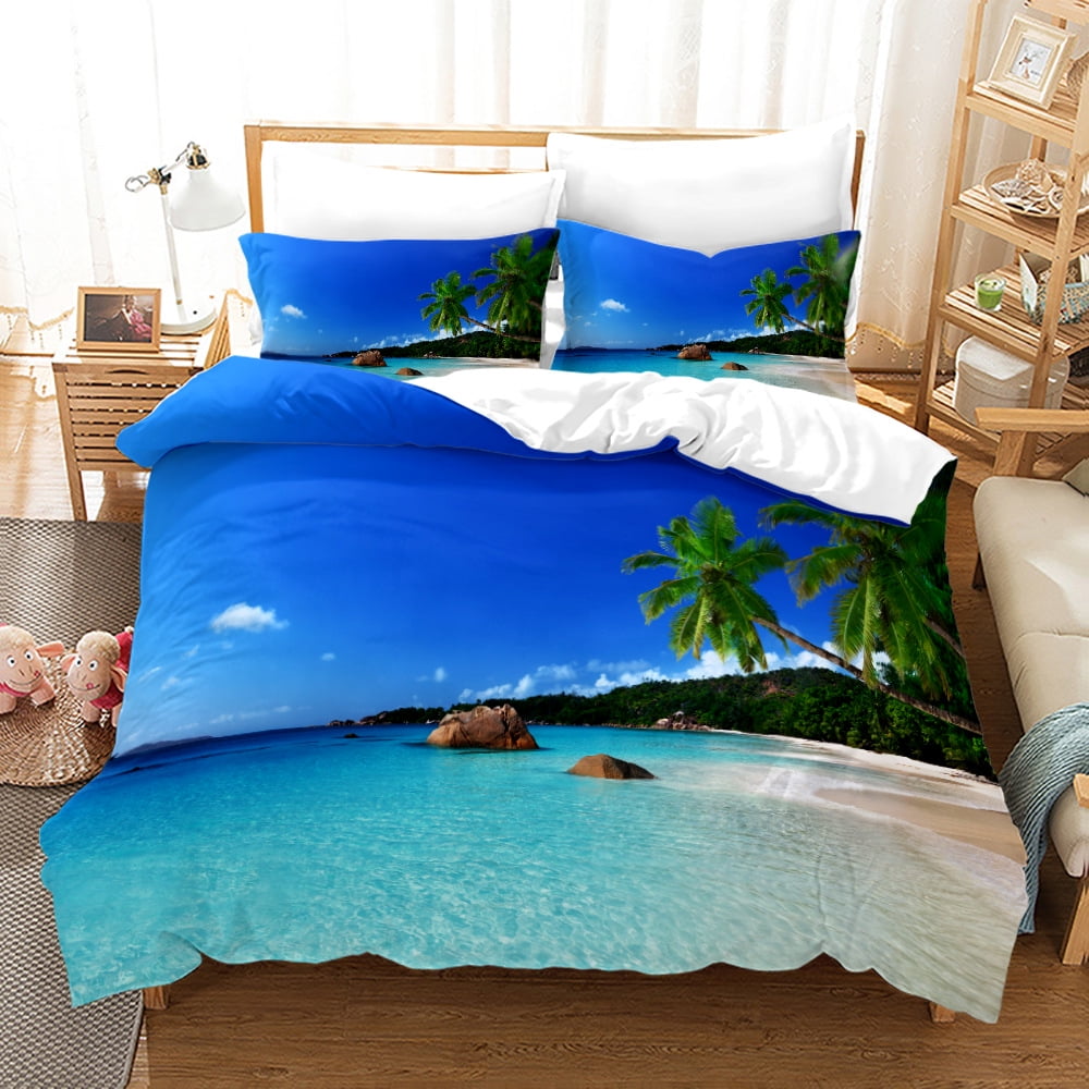Beach Bedding Sets Queen Coastal Ocean Duvet Cover Set Turquoise Teal