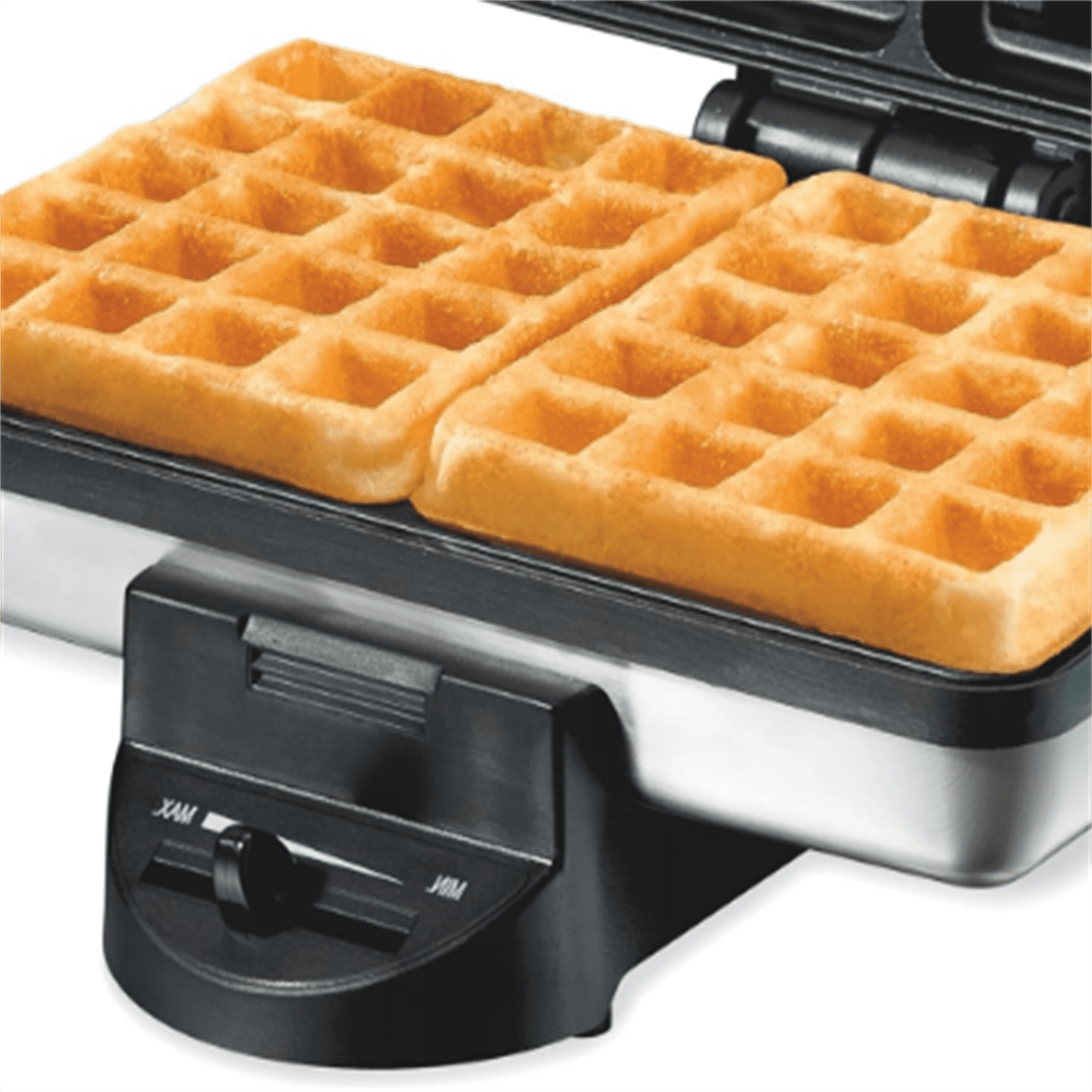 Beach Belgian Mini Waffle Maker with Shade Control, Makes 2 at Once, Create Personalized Free Non-Stick Plates, Compact Design, Stainless Steel