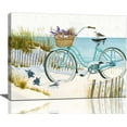 thumbnail image 1 of Beach Bicycle Pictures Wall Art Ocean Coastal Nautical Bathroom Decor Turtle Bike Lavender Seashell Canvas Paiting Teal Beach Framed Artwork for Bathroom Bedroom Living Room 16 X 12 in, 1 of 6