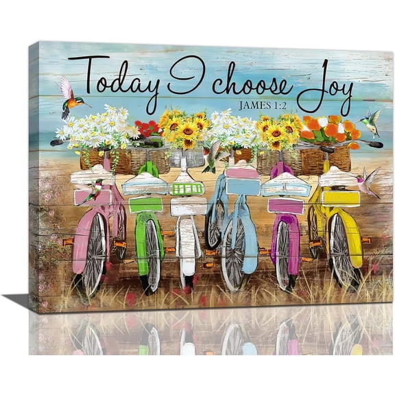 Beach Bicycle Wall Art Bike Flower Hummingbird Pictures Coastal Seaside Ocean Themed Wall Decor Floral Canvas Prints Painting Modern Home Framed Artwork for Bathroom Bedroom Living Room 16"x12"