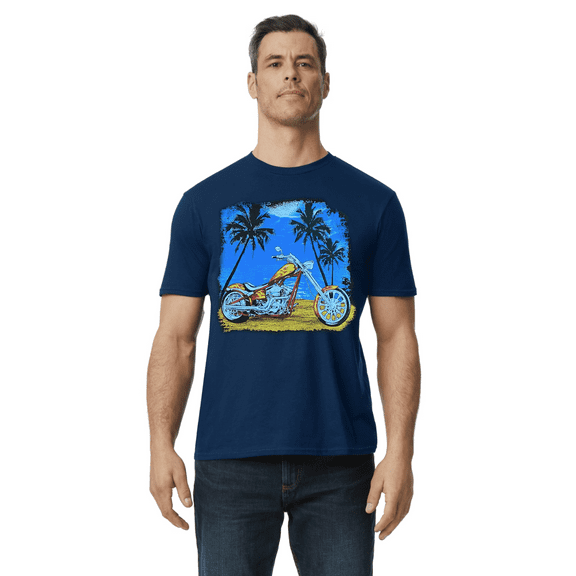 Beach Biker T-shirt Short Sleeve Tee Mens Graphic Tees