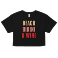 thumbnail image 1 of Beach, Bikini & Wine Crop Top Tee by MISS IRISH® Women’s Crop Top (Black, L), 1 of 2