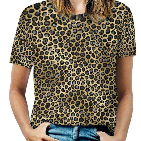 Beach Black And White Leopard T-Shirts Animal Print Casual T Shirt Women Short Sleeve Hip Hop Oversize Tees Graphic Clot