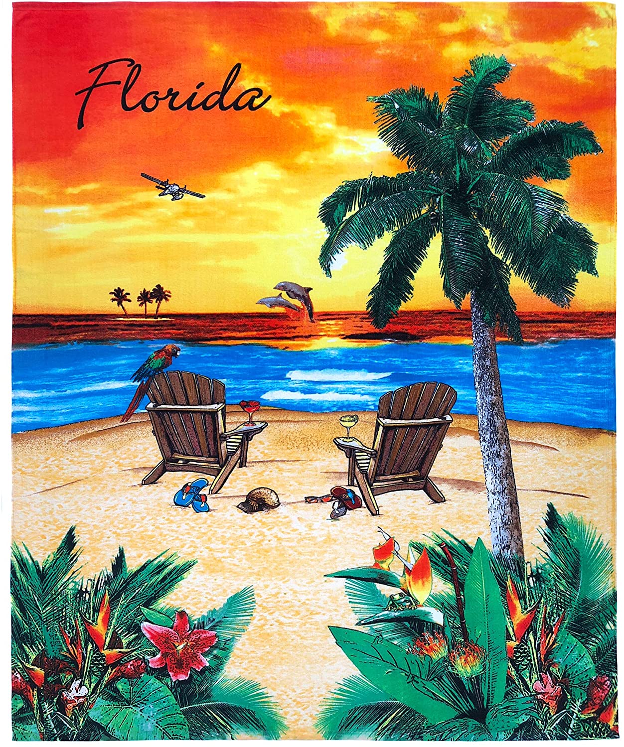 Sunset Beach Blanket 54x68 Inches – 100% Cotton Family-Size Beach Towel With Vibrant Print - View #11