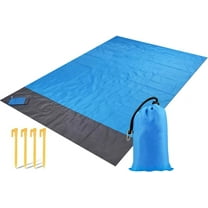 Beach Blanket,79"×55" Picnic Blankets Waterproof Sandproof Oversize Blanket for 4-8 Adults,Portable Waterproof Soft Fast Drying Nylon,Outdoor Blanket for Travel,Camping,Hiking,Blue