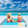 thumbnail image 1 of Syenll Beach Blanket, 83" x 78" Sandproof Beach Mat for 4-7 Adults, Lightweight Picnic Blanket for Travel, Camping, Blue, 1 of 8