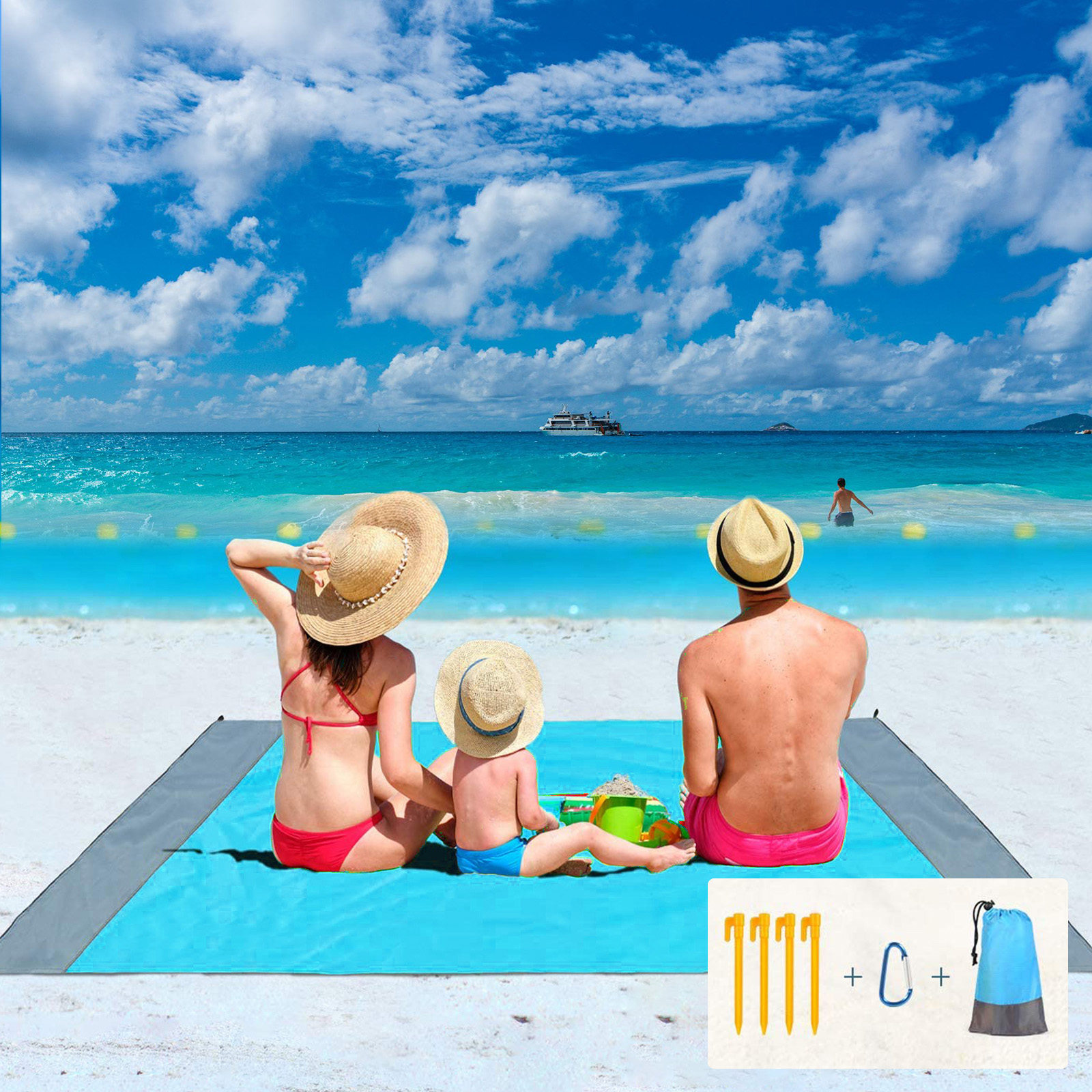 Beach Blanket, 83" x 78" Waterproof Sand Free Beach Mat for 47 Persons