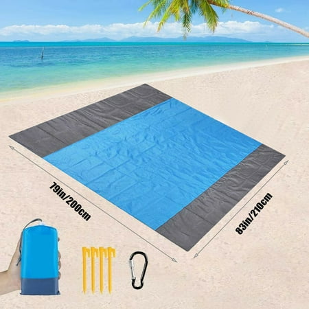 Beach Blanket, Outdoor Picnic Blanket, 79 x 83in Lightweight with 4 Stakes-Newlight66