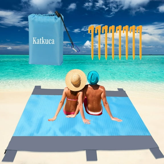 Beach Blanket, Picnic Mat 108" x 85", Outdoor Waterproof Sandproof Camping Travel, Blue