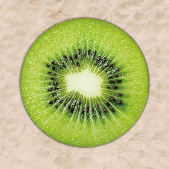 Beach Blanket Round Microfiber Picnic Mat with Fruit Print Design for Summer Parties and Outdoor Tanning measuring 60 Inches Circular Large Size.