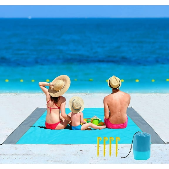 Beach Blanket Sandproof,Extra Large Size 83"x78"Sand Free Outdoor Picnic Blankets Waterproof Lightweight sandproof Mat for 4-7 Adults Travel Party Sports Camping Hiking