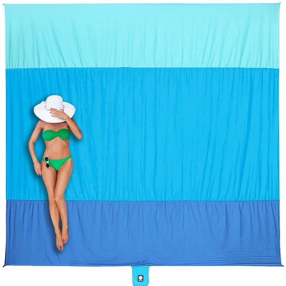 Beach Blanket Sandproof Waterproof, Extra Large Beach Mat, Oversized & Compact Sand Free, Quick Drying Beach Essentials for Vacation, Cruise, Picnic & Camping with Stakes