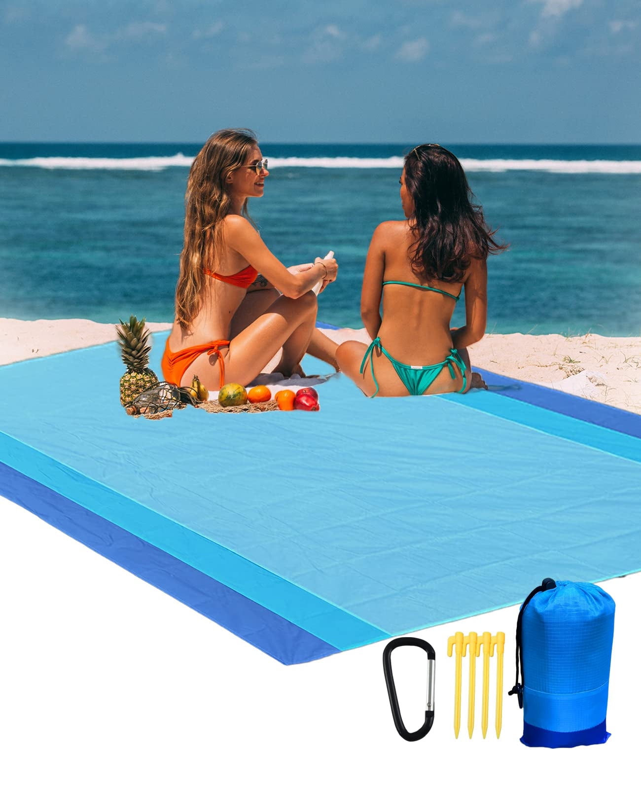Beach Blanket, Beach Mat Sand Free Waterproof 79" X 83" Suitable For 4-7 Adults, Waterproof Lightweight Picnic Blankets For Travel, Camping, Hiking On - View #10