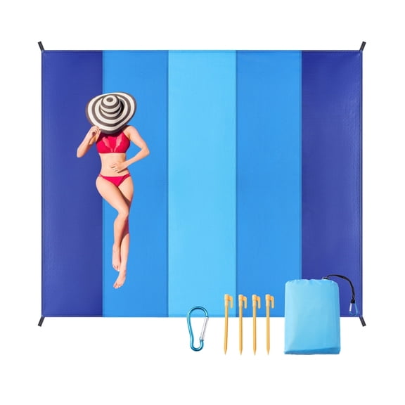 Beach Blanket Waterproof Sandproof Beach Mat 79" X 83" for 2-5 Adults Quick Drying Outdoor Picnic Mat Beach Accessories for Travel, Camping, Hiking