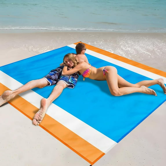 Beach Blanket Waterproof Sandproof Beach Mat 79" X 83"'for Adults Quick Drying Outdoor Picnic Mat Beach Accessories for Travel, Camping, Hiking