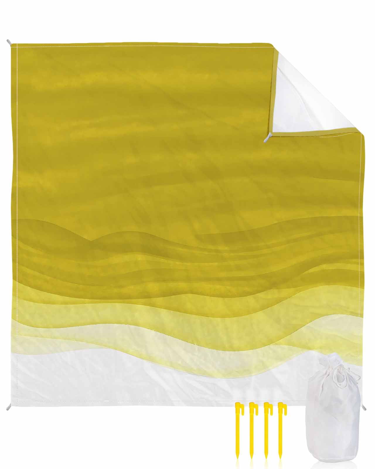 Beach Blanket Waterproof Sandproof Ombre Yellow Waves Beach Blankets ...