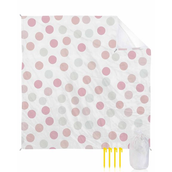Beach Blanket Waterproof Sandproof Pink Rainbow Polka Dots Beach Blankets with Stakes Quick Dry Sand Free Outdoor Picnic Mats Vibrant Modern Circles Large Beach Mat for Sand Camping Hiking 118"x108"
