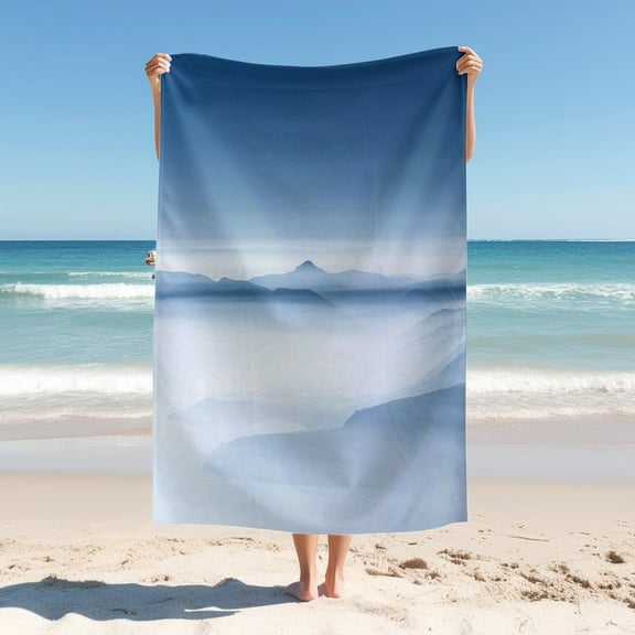 Beach Blanket with Clouds, Mountains and Sky Scenery Pattern , Quick Drying Thick Soft Sand Resistant Beach Swimming Bath Travel Picnic Towel