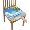 thumbnail image 1 of Beach Blue Chair Seat Covers for Dining Room Stretch Chair Seat Covers Set of 2, Starfish Palm Tree Shell Sandy Beach Chair Seat Protector Cushion Slipcovers for Kitchen Restaurant Office, 1 of 6