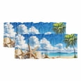 thumbnail image 1 of Beach Blue Curtain Valances for Windows, Kitchen Valance Window Treatments Panel 2 Pack, Starfish Palm Tree Shell Sandy Beach Rod Pocket Short Curtains for Bathroom Bedroom 42 x 12 Inch, 1 of 8