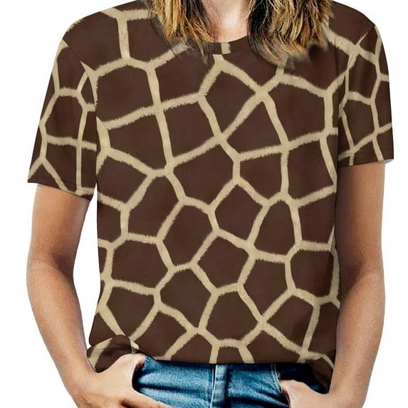Beach Blue Giraffe T Shirts Animal Print Street Style T Shirt Women Short-Sleeve Pretty Big Size Tees Design Tops Prese