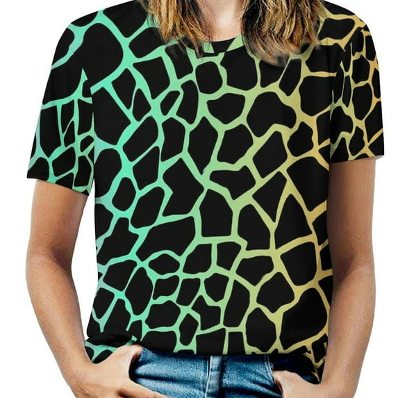 Beach Blue Giraffe T Shirts Animal Print Street Style T Shirt Women Short-Sleeve Pretty Big Size Tees Design Tops Prese