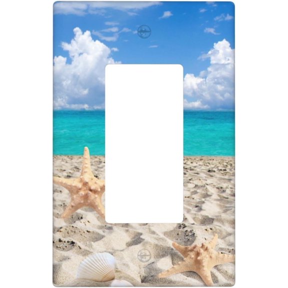 Beach Blue Ocean Single Gang Rocker Light Switch Cover Plates Decorative Outlet Covers, 1 Gang Rocker Wall Plate