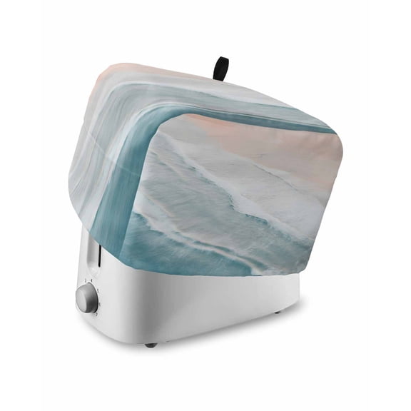 Beach Blue Small Toaster Cover 2 Slice, Kitchen Appliance Covers, Gradient Ocean Waves Seashore Sunset Toaster Oven Cover with Loop, Bread Machine Cover Polyester Dust Cover Protection