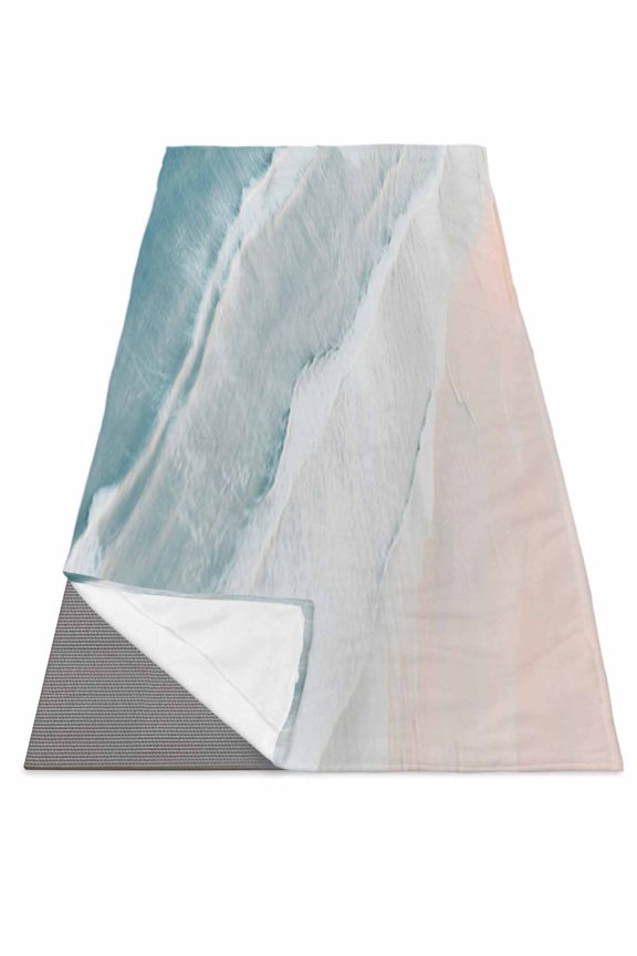 Beach Blue Yoga Towel for Hot Yoga Non Slip, Gradient Ocean Waves Seashore Sunset Yoga Mat Towel Absorbent Yoga Sweat Towels Microfiber Hot Yoga Blanket for Bikram Pilates 26"x70"