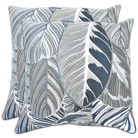 Beach Blue and Gray Elegant Decorative Throw Pillow Cover (18"x18") Set of 2