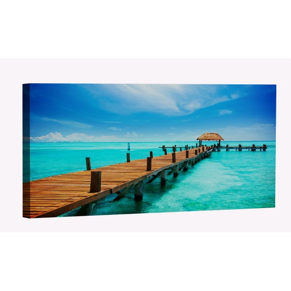 Beach Boardwalk Canvas Art Beach Sunset Picture Wall Art Beach Landscape Framed Painting Wall Decor For Home Office Bedroom Reeady to Hang