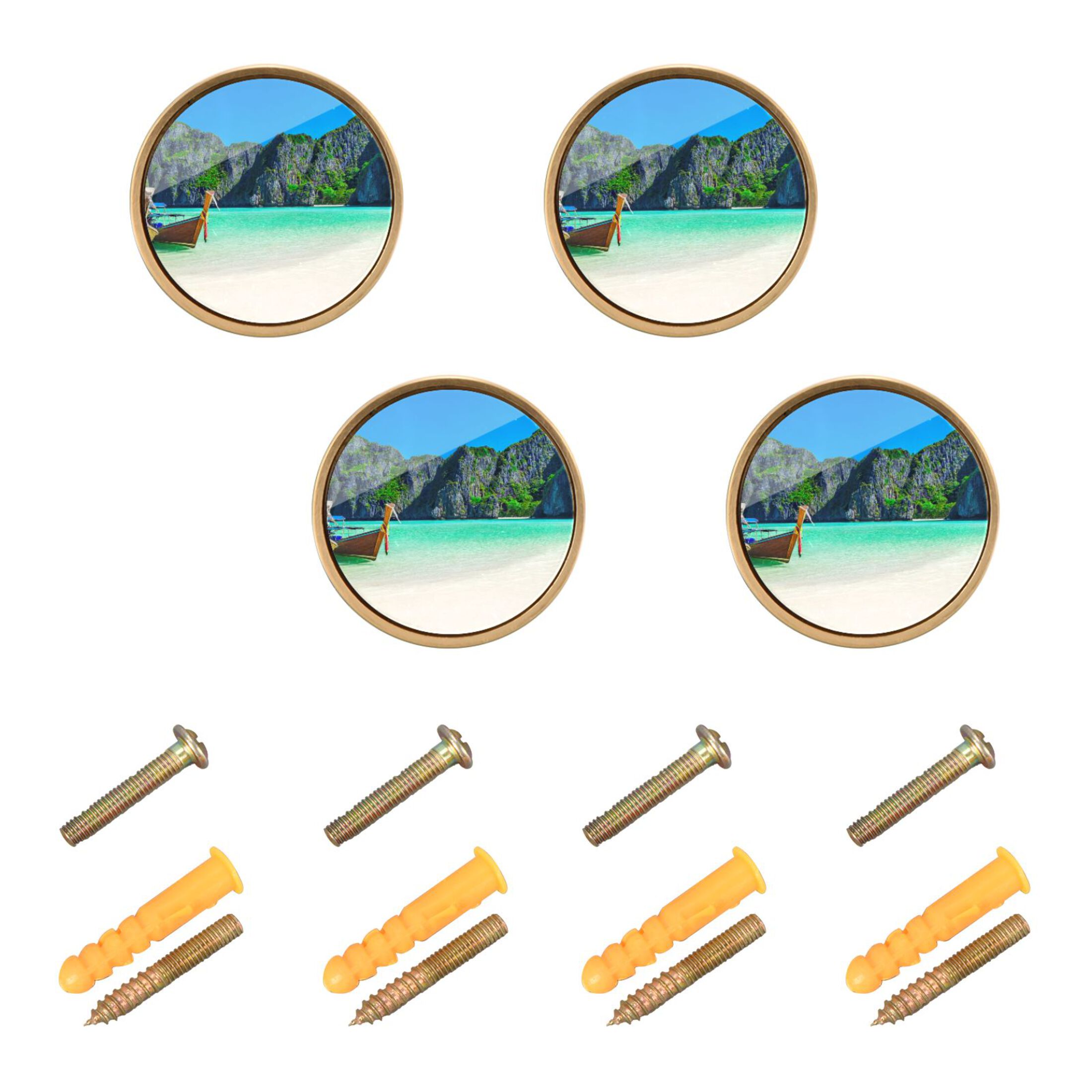 Beach Boats Island Knobs Kitchen Drawers Knobs Door Round Pulls