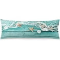 thumbnail image 1 of Beach Body Pillow Cover Summer Starfish Seashell on Wood Coastal Nautical Cushion Long Pillowcase with Zipper Decorative Soft Large Bedding Pillow Cases for Couch,Sofa,Bedroom,20"x54",Turquoise, 1 of 6