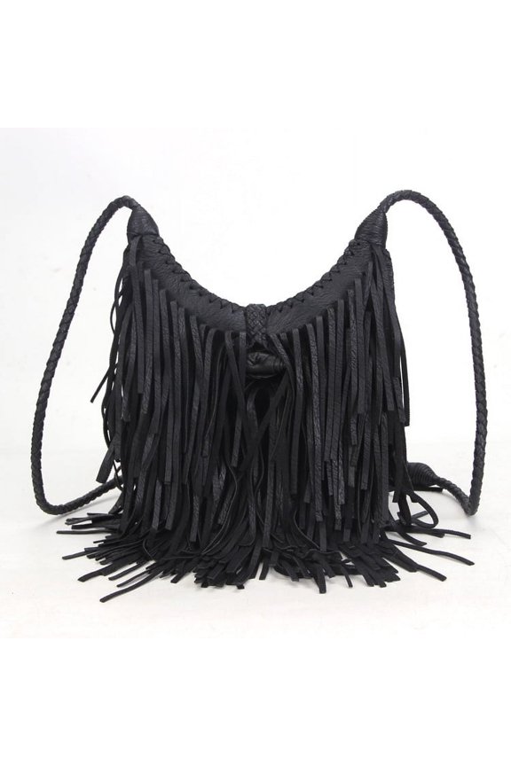 Beach Bohemian Tassel Women's Crossbody Bags Vintage manual Weave handbag bolsa franja Quality PU leather messenger bags